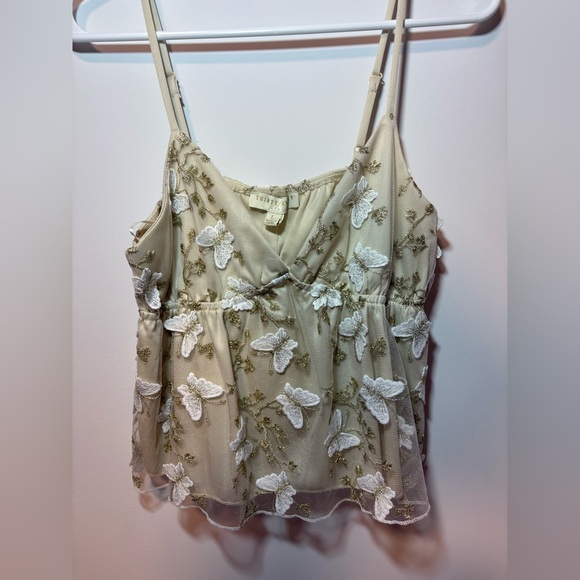 Thirty Thirty Tops - Elegant Cream butterfly Embroidered Women's Top